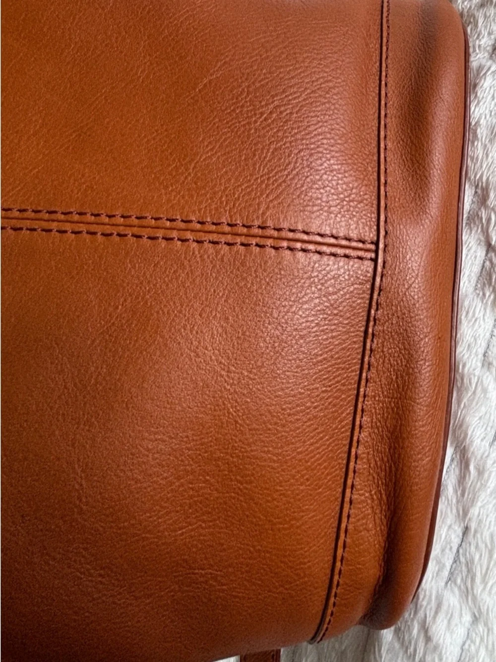 Cole Haan Cognac Tan Smooth Leather Crossbody Hobo Bag Brass Hardware